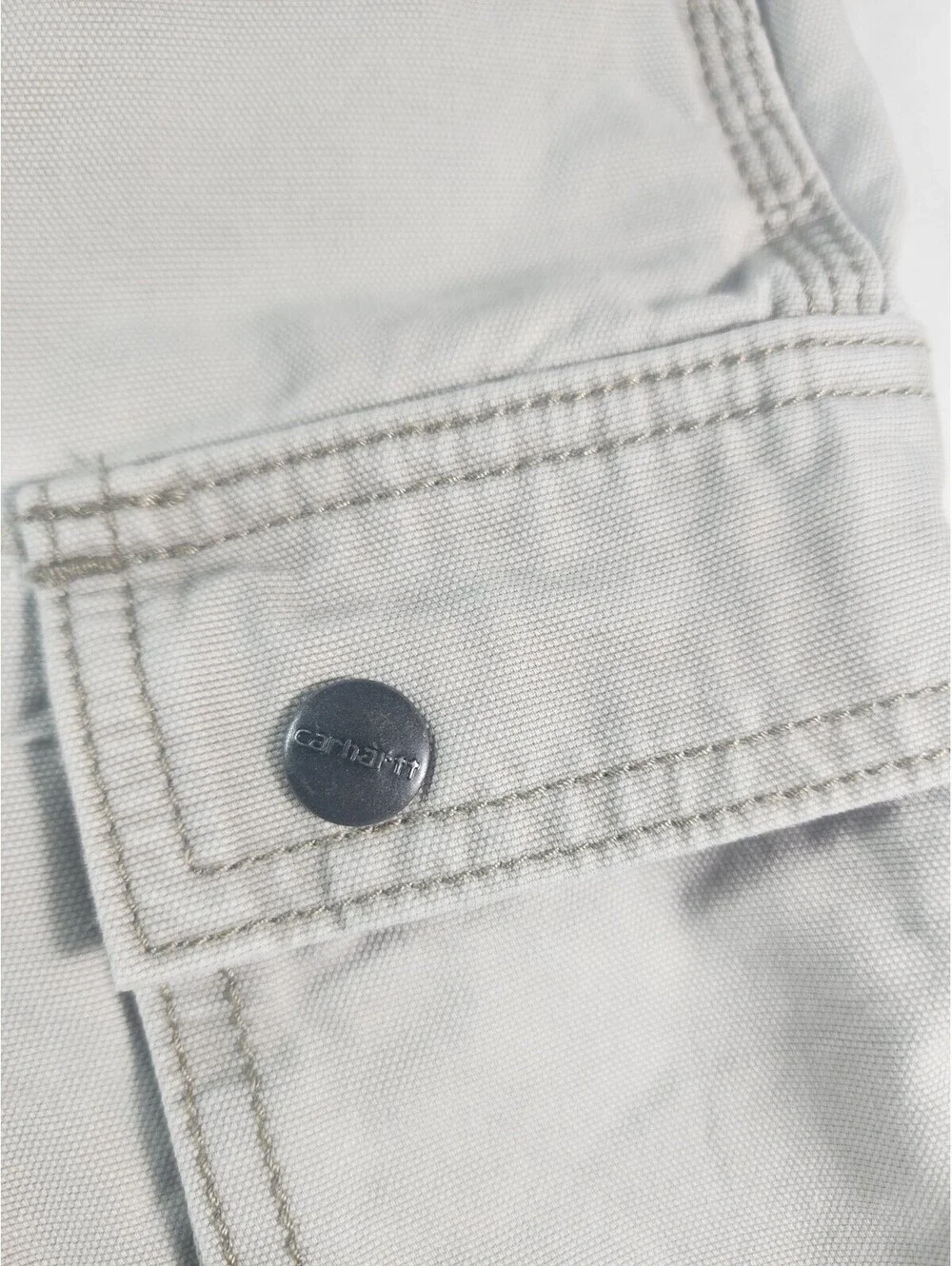 Carhartt Men's Khaki Cargo Shorts, Size 36, with Button Pockets and Relaxed Fit